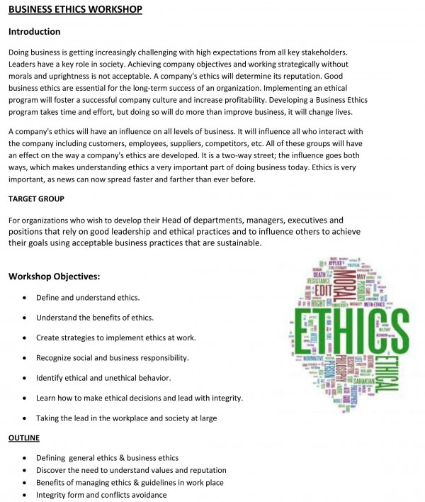 BUSINESS ETHICS World Training Consultants